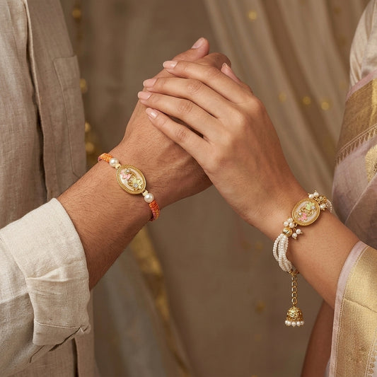 Pastel Floral Pearl with Matching Rakhi Set