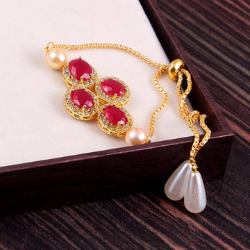 Elegant Kundan Rakhi With Free Chawal & Kumkum