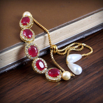 Elegant Kundan Rakhi With Free Chawal & Kumkum