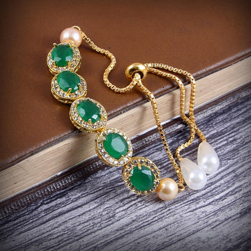 Elegant Kundan Rakhi With Free Chawal & Kumkum