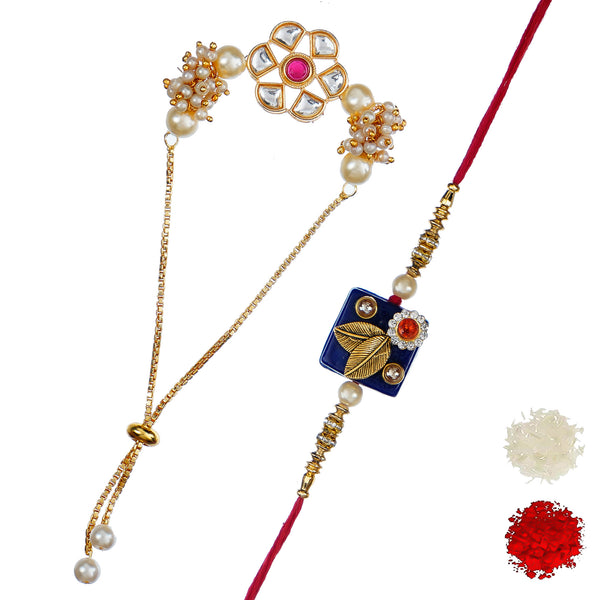 Designer Rakhi Set with Free Kumkum & Chawal