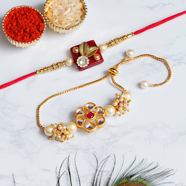 Designer Rakhi Set with Free Kumkum & Chawal