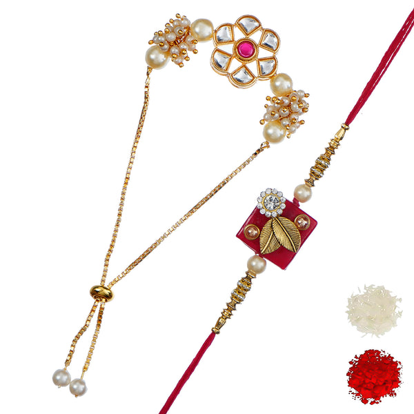 Designer Rakhi Set with Free Kumkum & Chawal