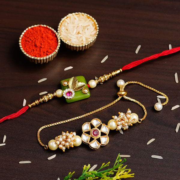 Designer Rakhi Set with Free Kumkum & Chawal