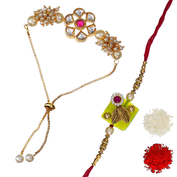 Designer Rakhi Set with Free Kumkum & Chawal