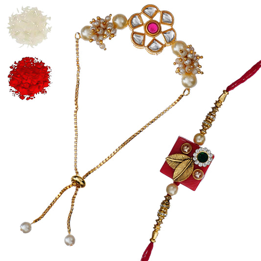 Designer Rakhi Set with Free Kumkum & Chawal