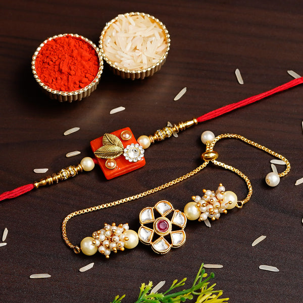 Designer Rakhi Set with Free Kumkum & Chawal