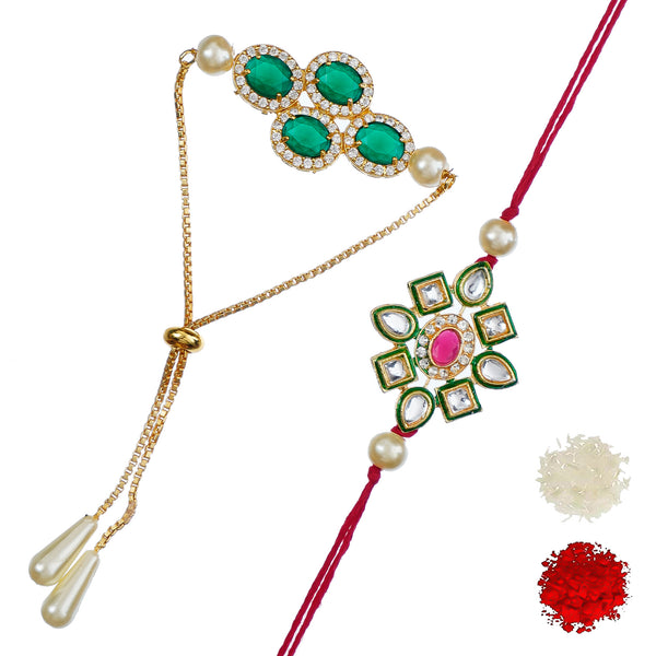 Designer Rakhi Set with Free Kumkum & Chawal