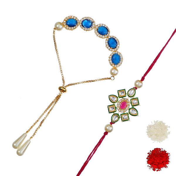 Designer Rakhi Set with Free Kumkum & Chawal
