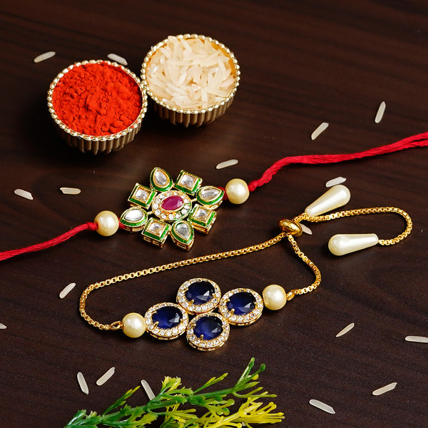 Designer Rakhi Set with Free Kumkum & Chawal