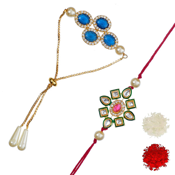 Designer Rakhi Set with Free Kumkum & Chawal