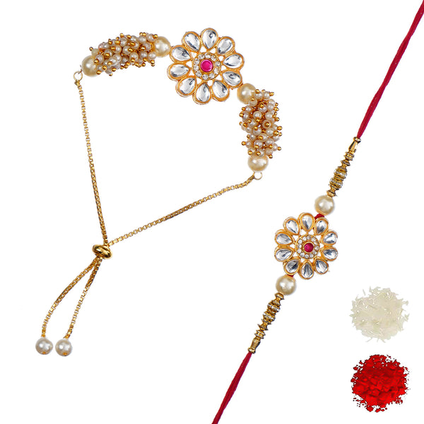 Designer Rakhi Set with Free Kumkum & Chawal