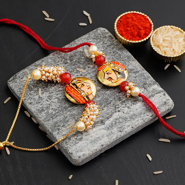 Designer Rakhi  Set with Free Kumkum & Chawal