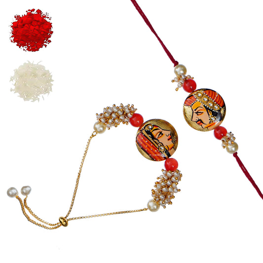 Designer Rakhi  Set with Free Kumkum & Chawal