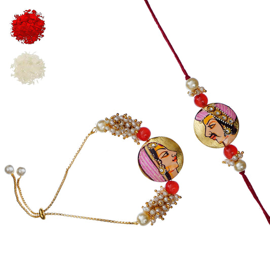 Designer Rakhi  Set with Free Kumkum & Chawal