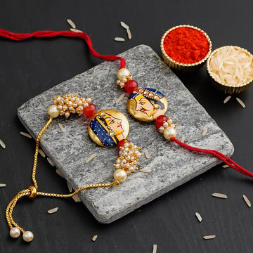 Designer Rakhi  Set with Free Kumkum & Chawal