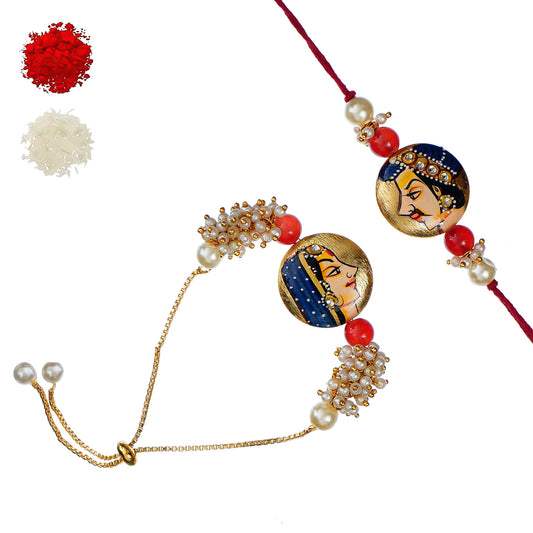 Designer Rakhi  Set with Free Kumkum & Chawal