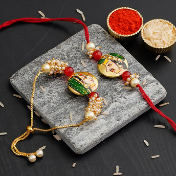 Designer Rakhi  Set with Free Kumkum & Chawal