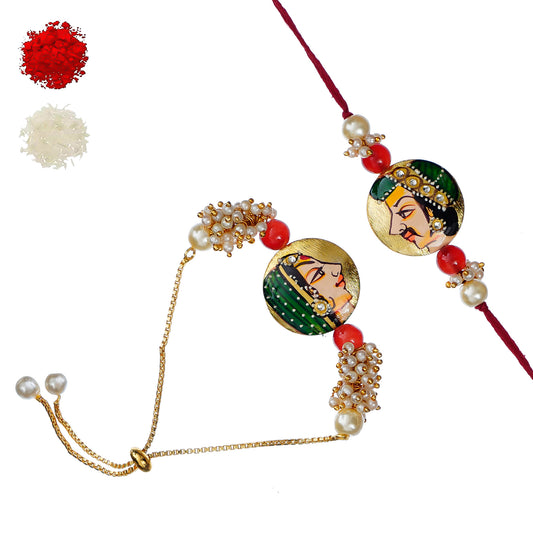 Designer Rakhi  Set with Free Kumkum & Chawal