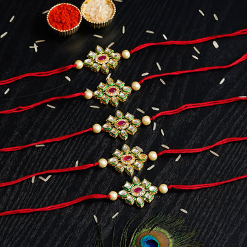 Beautiful Rakhi Set with Free Kumkum & Chawal