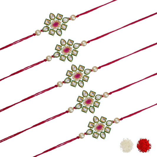Beautiful Rakhi Set with Free Kumkum & Chawal