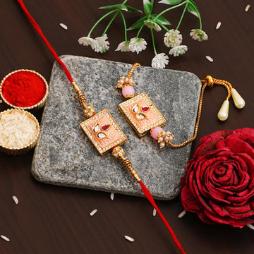 Meenakari Rakhi Bracelet Set with Free Chawal & Kumkum