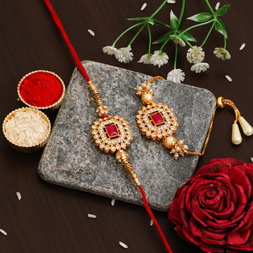 Meenakari Rakhi Bracelet Set with Free Chawal &amp; Kumkum