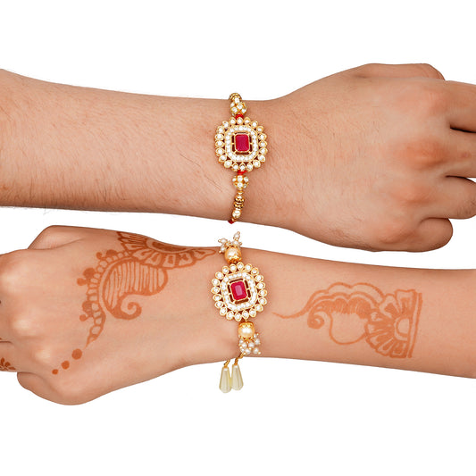Meenakari Rakhi Bracelet Set with Free Chawal &amp; Kumkum