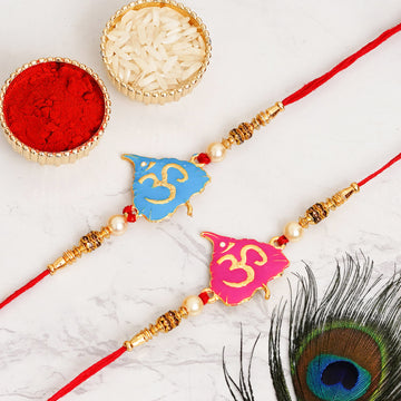 Meenakari Rakhi & Bracelet Set with Free Chawal & Kumkum