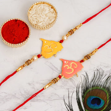 Meenakari Rakhi & Bracelet Set with Free Chawal & Kumkum