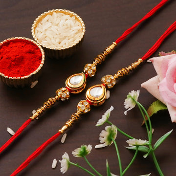 Meenakari Rakhi & Bracelet Set with Free Chawal & Kumkum