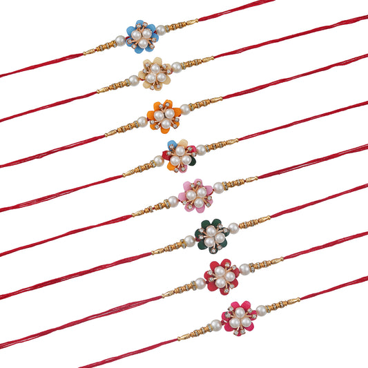 Designer Kundan Rakhi & Bracelet Set with Free Chawal & Kumkum