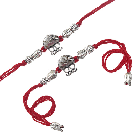 Bhai Rakhi Set – Rajwadi Turban & Moustache Charm with Free Chawal & Kumkum