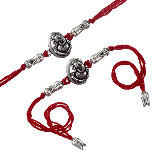 Rakhi Set – Antique Silver Design with Free Chawal & Kumkum