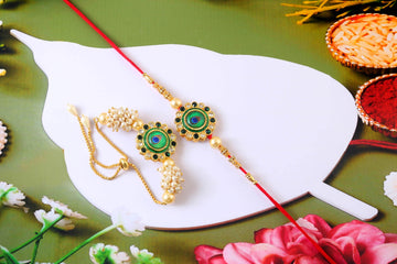 Peacock Design Rakhi  Set with Free Chawal & Kumkum