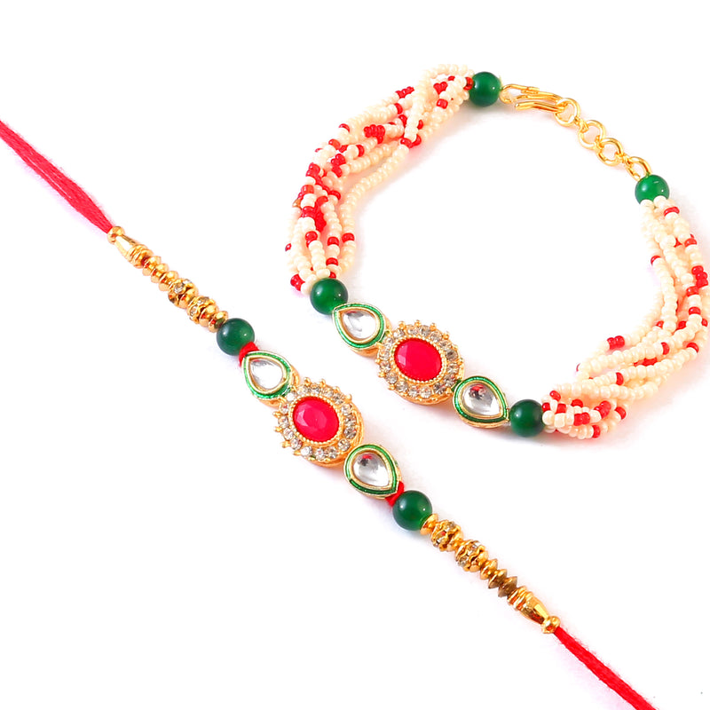 Kundan Rakhi Set with Free Chawal & Kumkum – ahoorajaipur