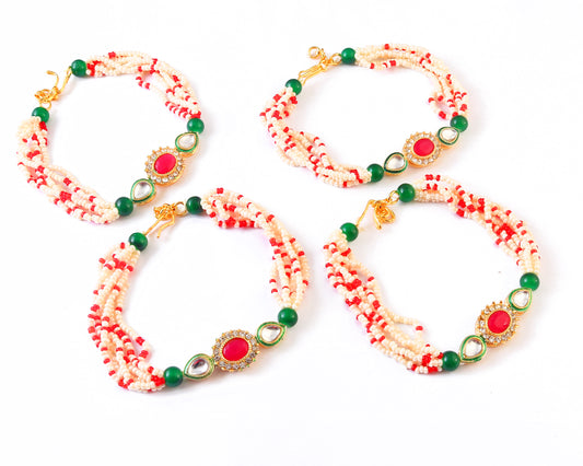 Elegant Kundan Rakhi Set with Free Chawal & Kumkum