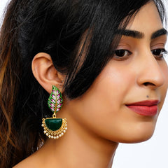 Traditional Meenakari Earrings Brass Jhumki Earring