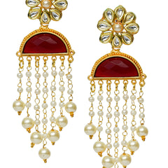 Traditional Women Brass Metal maroon Latkan Jhumka Earrings