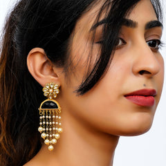Kundan Latkan Earrings Crystal Brass Drops & Danglers