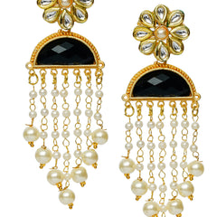 Kundan Latkan Earrings Crystal Brass Drops & Danglers