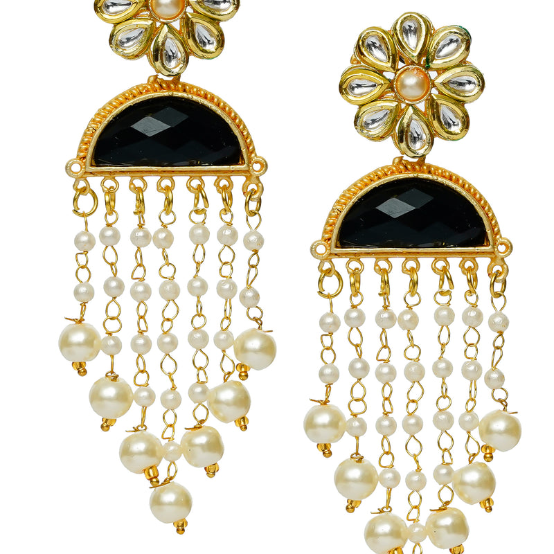 Kundan Latkan Earrings Crystal Brass Drops & Danglers
