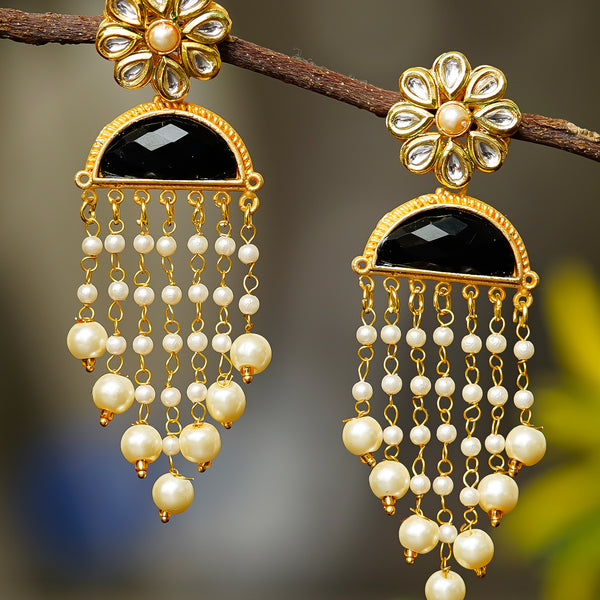 Kundan Latkan Earrings Crystal Brass Drops & Danglers