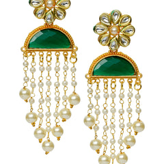 Traditional Women Brass Metal green Latkan Jhumka Earrings