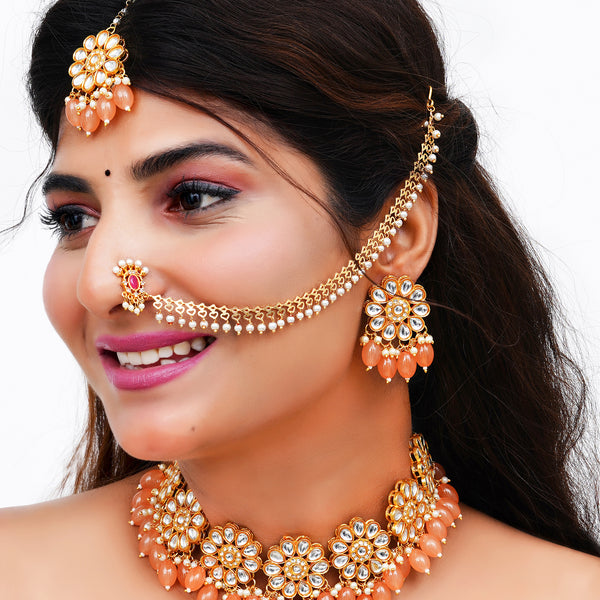 Brass Gold-plated Orange Jewellery Set