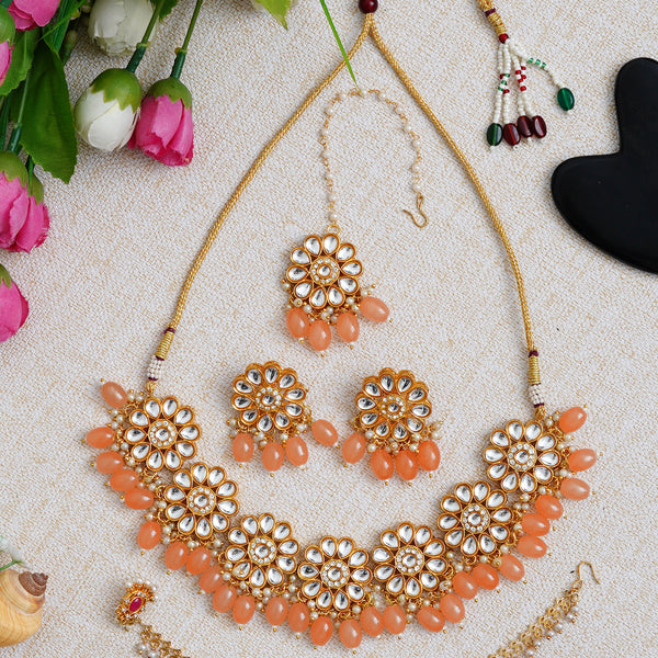 Brass Gold-plated Orange Jewellery Set