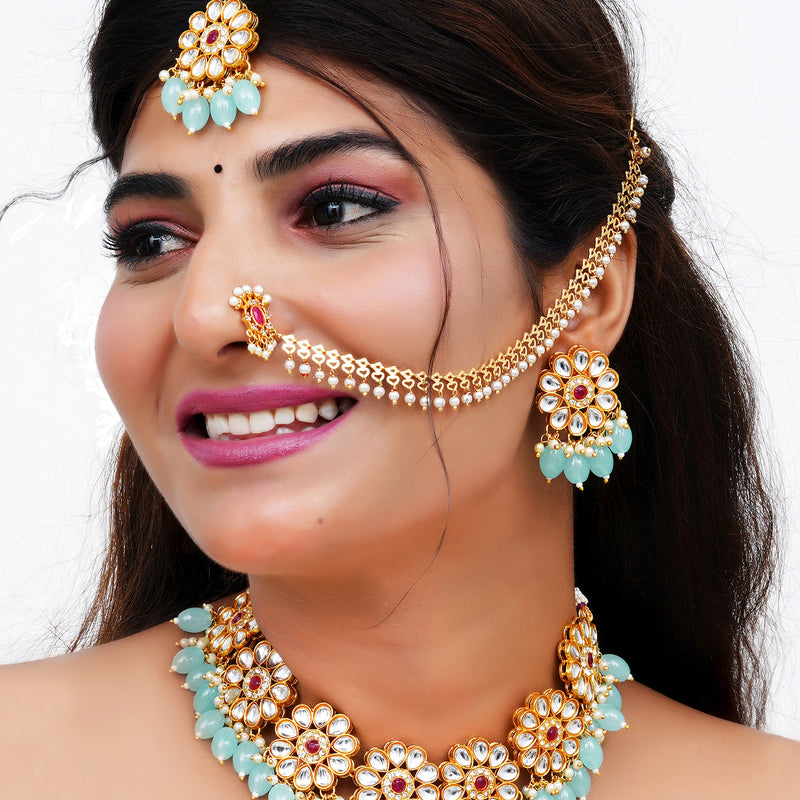 Brass Gold-plated Turquoise Jewellery Set