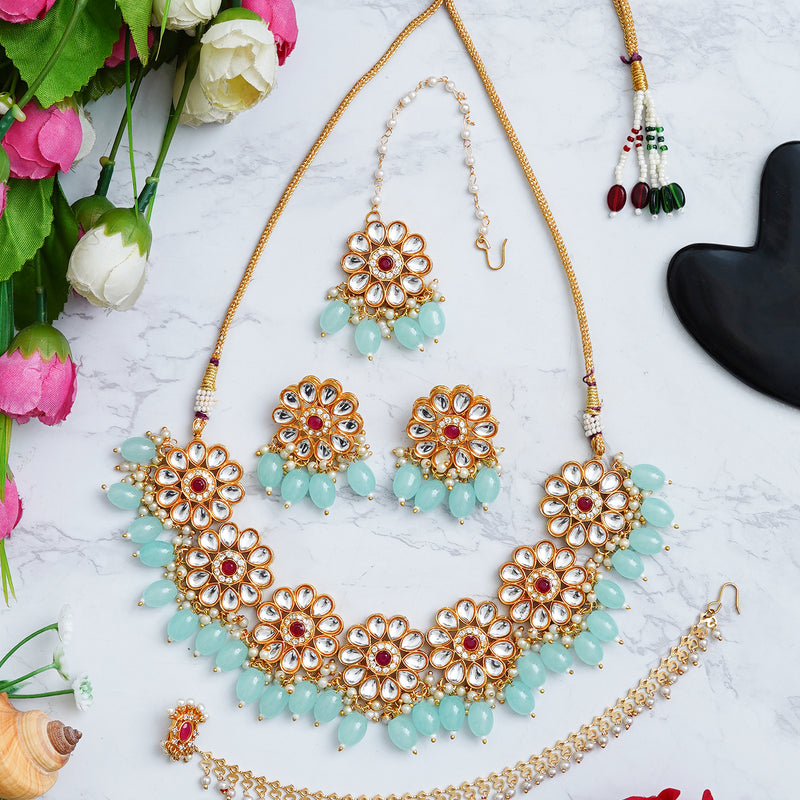 Brass Gold-plated Turquoise Jewellery Set
