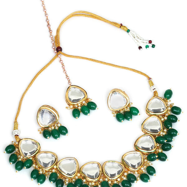 Brass Gold-plated Green Jewel Set  (Pack of 4)