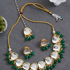 Brass Gold-plated Green Jewel Set  (Pack of 4)
